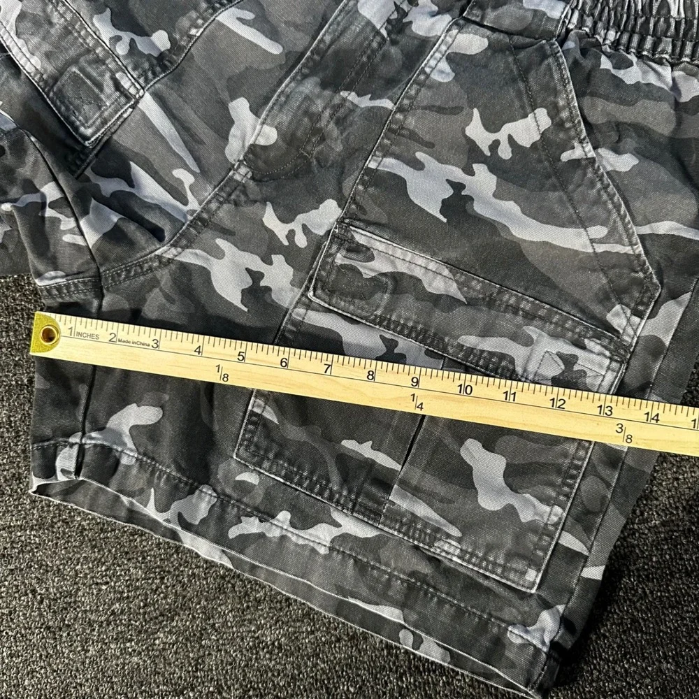 Red Head Cargo Shorts Mens 36 Gray Camo Good Elastic Waist Cotton Utility
